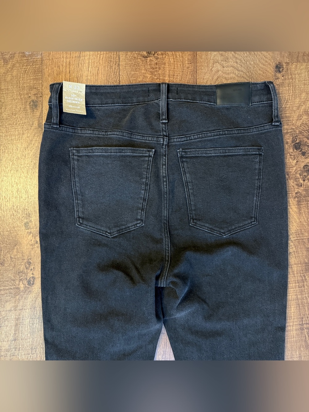 Madewell High Rise Skinny Jeans Women 33 Black Magic Pockets Stretch NWOT - Picture 6 of 11